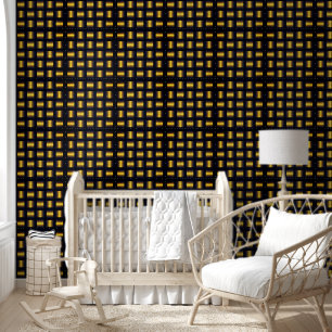 Papier Peint Design en treillis noir et or