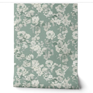 Papier Peint Design moderne de fleurs vertes