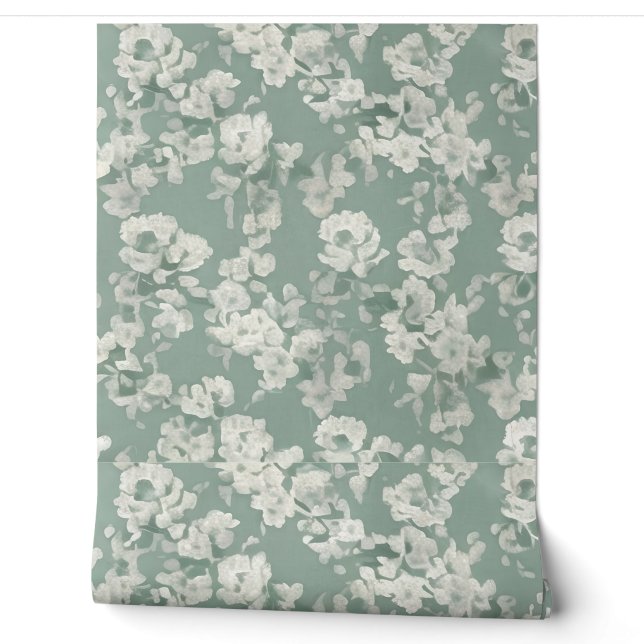 Papier Peint Design moderne de fleurs vertes (Déroulement)