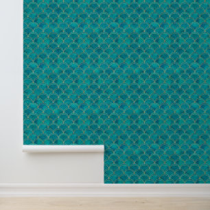 Papier Peint Design moderne d'impression géométrique turquoise 