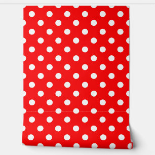Papier Peint Design Motif Pois blanc rouge