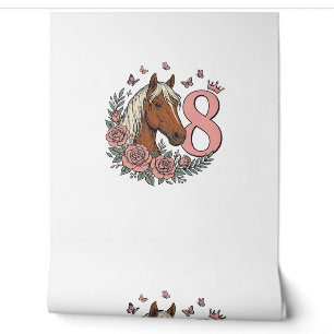 Papier Peint Dessin de gravure vintage floral pour les 8 ans du