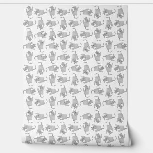 Papier Peint Dessin esquissé de motif de chat vu de haut angle