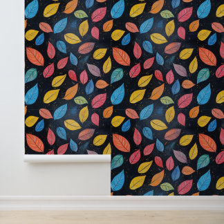 Papier Peint Dessins de calque Motif Feuille coloré noir