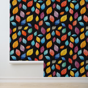 Papier Peint Dessins de calque Motif Feuille coloré noir