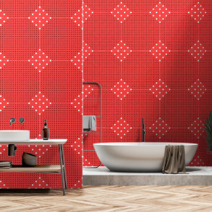 Papier Peint Diamants Blancs Rouge à pois