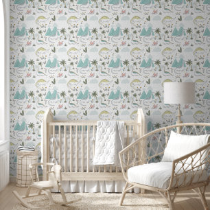 Papier Peint Dinosaures et Volcanos Baby Nursery