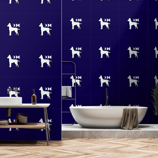 Papier Peint DOG Logo Dk Blue White Pet (Salle de bain)