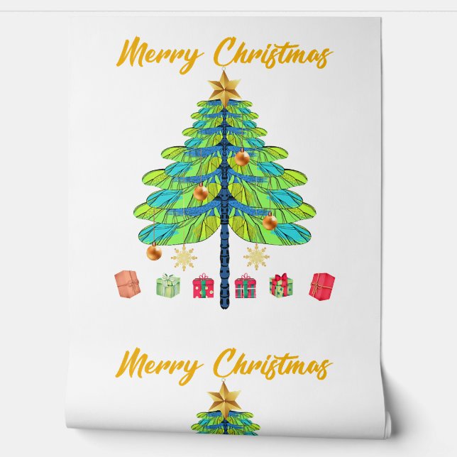 Papier Peint Don d'arbre de Noël de libellule (Déroulement)