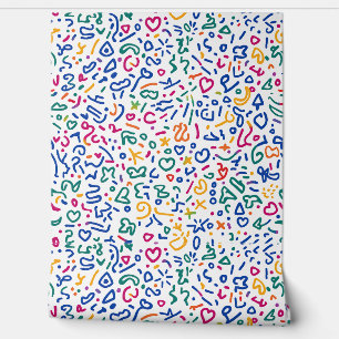 Papier Peint Doodle amusant coloré formes vibrantes