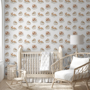 Papier Peint Dormir Bois Animaux Modèle Baby Nursery