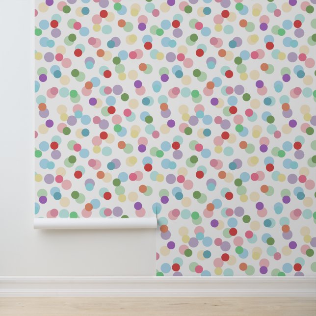Papier Peint Dots Moderne Motif coloré blanc (Application)