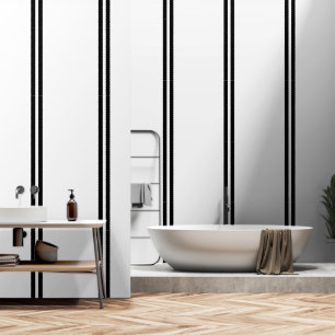 Papier Peint Double Bandes Noires Sur Blanc