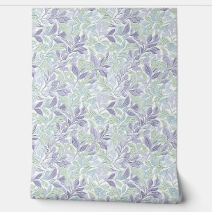 Papier Peint Doux pastel violet et sauge vert feuille chic