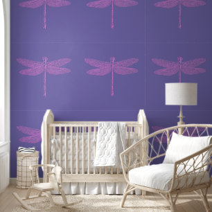 Papier Peint Dragonfly Imaginaire rose et violet