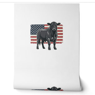 Papier Peint Drapeau taureau patriotique Gravure vintage Graphi
