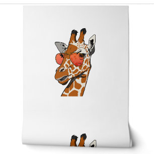 Papier Peint Drôle Giraffe avec lunettes de soleil Idée cadeau