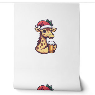 Papier Peint Drôle Giraffe de Noël avec bande dessinée de bière