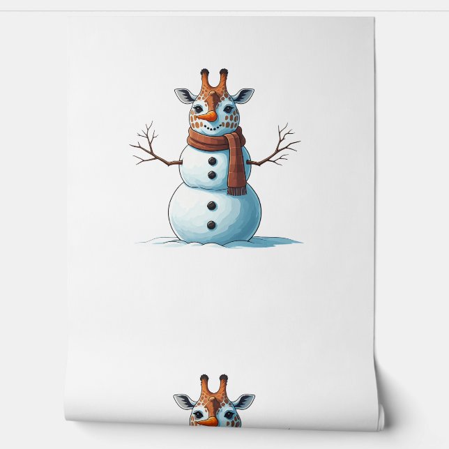 Papier Peint Drôle Giraffe Snowman Scarf Noël Femme Hommes (Déroulement)