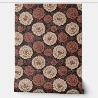 Papier Peint Earthtone Crochet Floral Medallion Lace Pattern