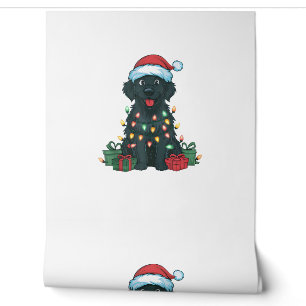 Papier Peint Éclairage Noël Chapeau noir Golden Retriever Chien