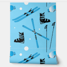 École de ski Sports de neige Motif de ski bleu