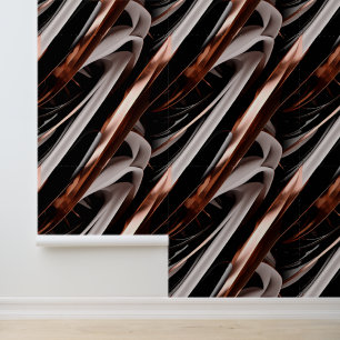 Papier Peint Effet 3D Abstrait noir, blanc et cuivre