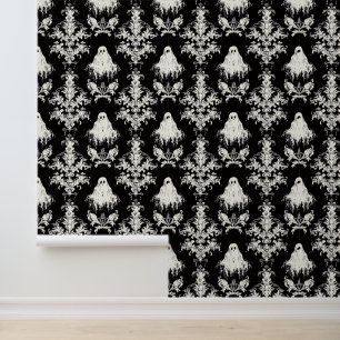 Papier Peint Éffrayant noir blanc fantôme damé