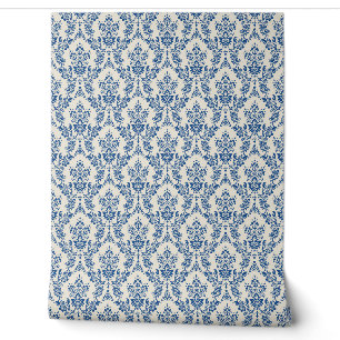 Papier Peint ELEGANCE Blue Damask Motif sans fil