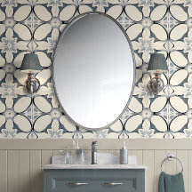 Elégance florale géométrique - Gris, Crème - Moder