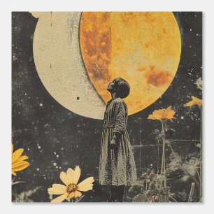 Papier Peint Élégance Lune - Femme avec Lune