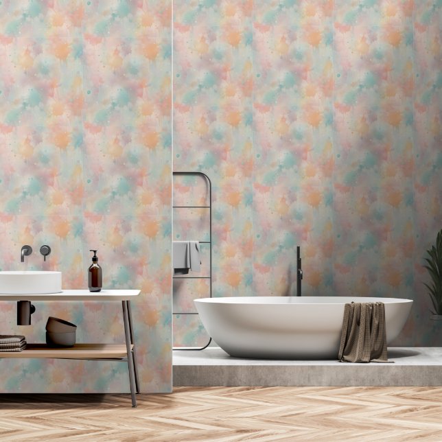 Papier Peint Élégance sereine : Aquarelle Pastel (Salle de bain)