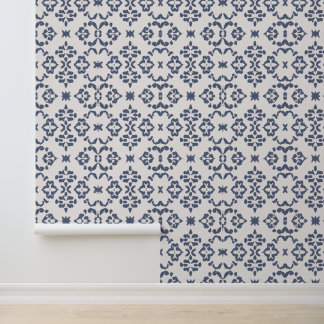 Papier Peint Élégance victorienne bleue et blanche