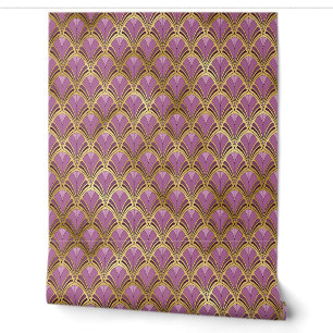 Papier Peint Élégant Art Déco Violet Or Peel and Stick