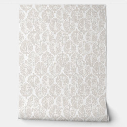 Papier Peint Elégant Beige Moderne Botanique Hydrangea Ogee