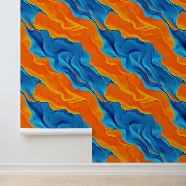 Papier Peint Elégant bleu orange (Application)