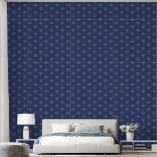 Papier Peint Élégant Boho céleste Floral Lotus Bleu foncé