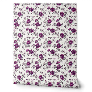 Papier Peint Élégant Chic Botanique Floral Magenta Motif