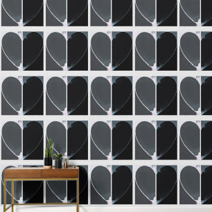 Papier Peint Elégant demi-coeur Abstrait Motif gris et noir