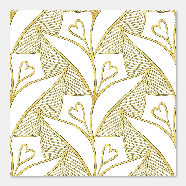 Papier Peint Élégant élégant Cute Blanc et Or Coeur Floral (Recto)