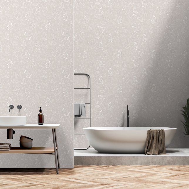 Papier Peint Élégant floral blanc (Salle de bain)