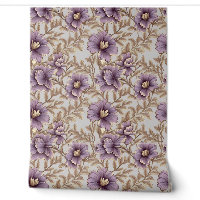 Élégant mauve et fleurs dorées printemps fleurie
