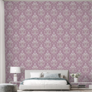 Papier Peint Elégant Mauve Vintage et Damas de crème