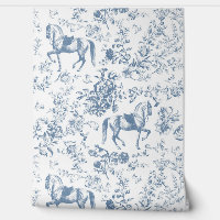Élégant modèle floral de Cheval Blanc Bleu Vintage