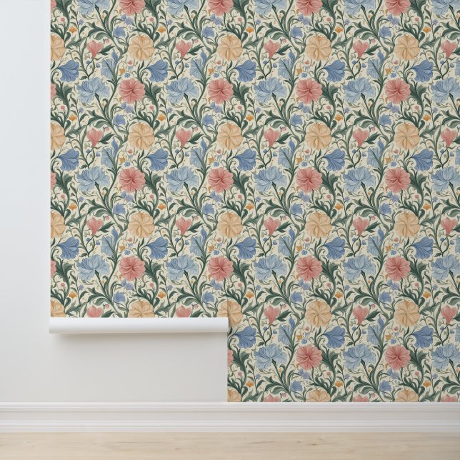 Papier Peint Élégant modèle floral Pastel (Application)