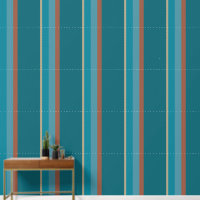 Elégant, moderne Aqua Bleu et Rust Stone Stripes