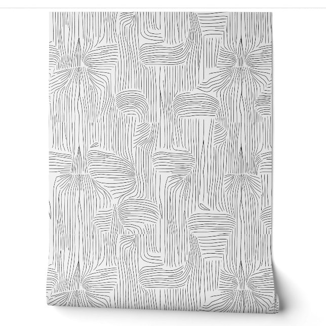 Papier Peint Élégant Motif Abstrait noir et blanc (Déroulement)