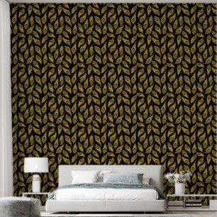 Papier Peint Élégant motif en plumes noires or