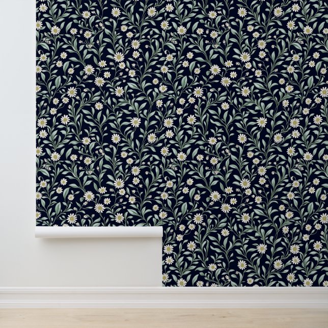 Papier Peint Élégant motif floral de marguerite sur Arrière - p (Application)
