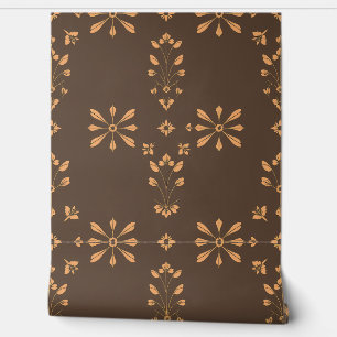 Papier Peint Élégant motif floral Vintage sur Brown